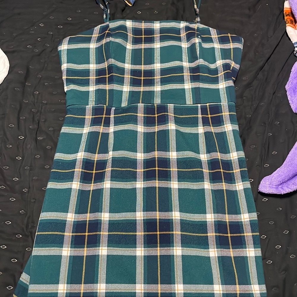 green flannel , aeropostal dress